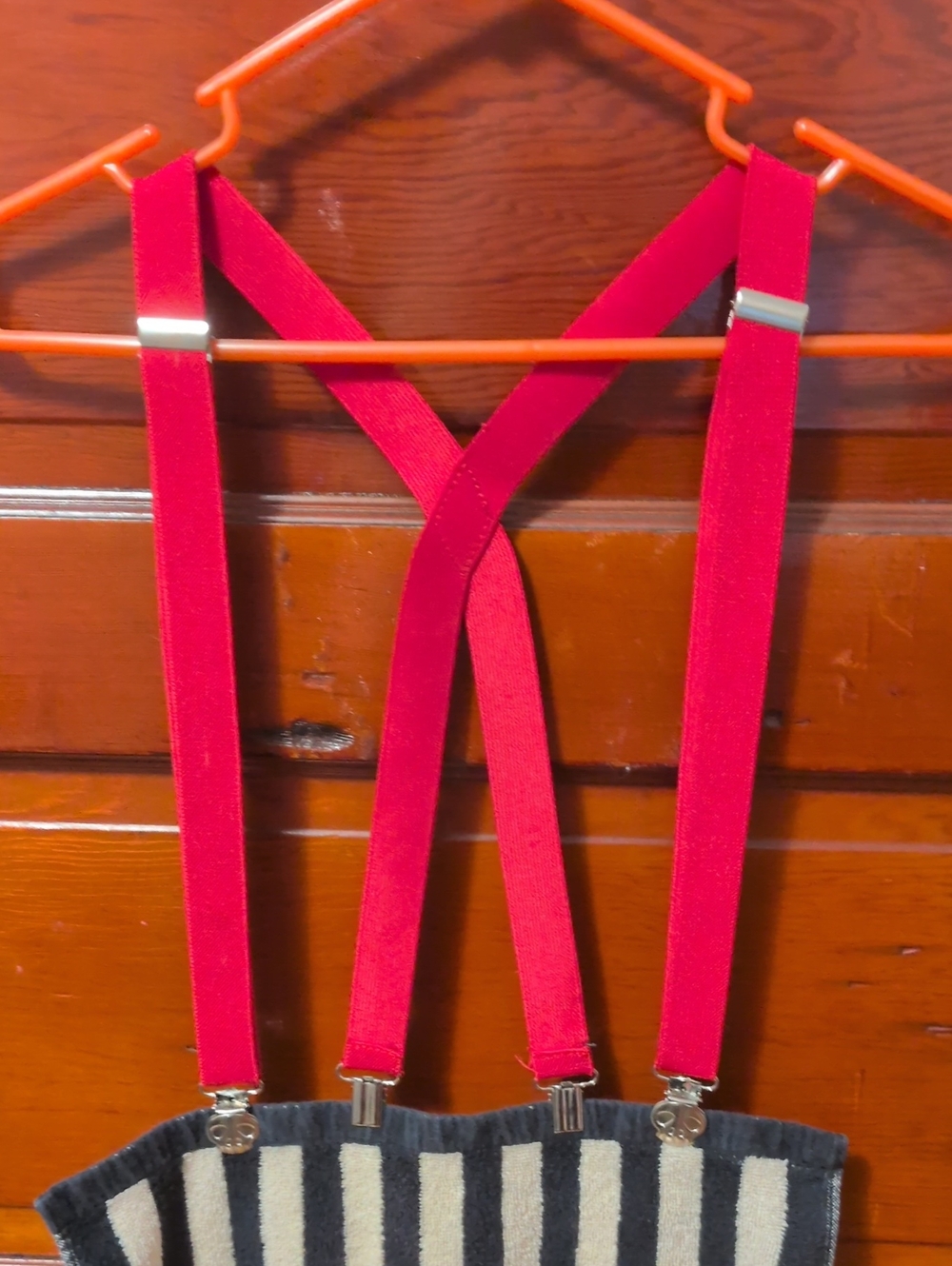Bright Red Suspenders - Elastic Clip-On Braces